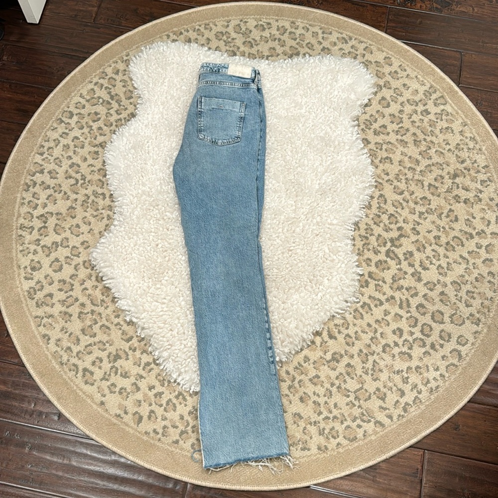 Zara High wasted, light wash denim. super cute and flattering.
